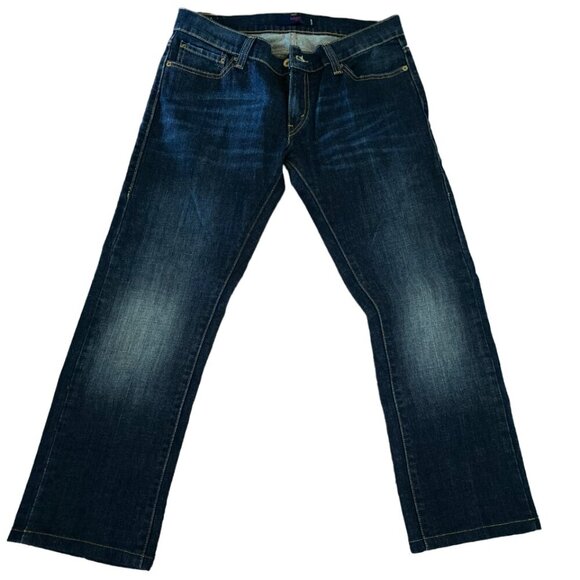 LEVI'S TILTED 504 JEANS STRAIGHT LEG BLUE STRETCH DARK WASH SIZE 9 LONG - Picture 1 of 6